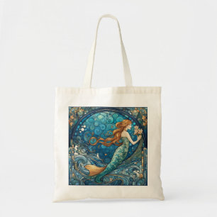 Fin Sjöjungfru Art nouveau Art Deco Stil Blue Tygkasse