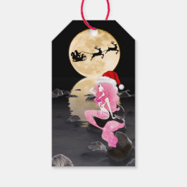 Fin Sjöjungfru med Santa Hat God jul Presentetikett