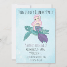 Fin Sjöjungfru Sitta på en havssköldpadda