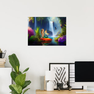 Fin Sjöjungfru Waterfall Wall Art Poster
