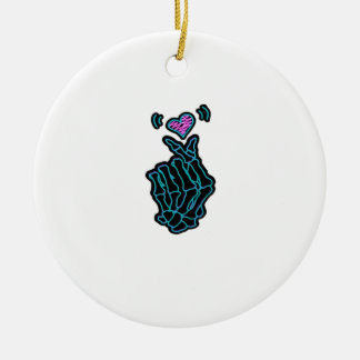 Fin Skeleton Händer med en hjärtsignal för H Julgransprydnad Keramik