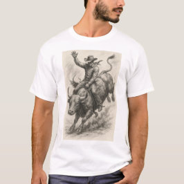Fin sketch konst av Cowboy som rider en tjur T Shirt
