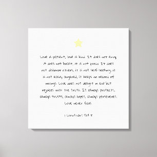 Fin skrift Bible Quote 1 Corinthians 13:4 Canvastryck