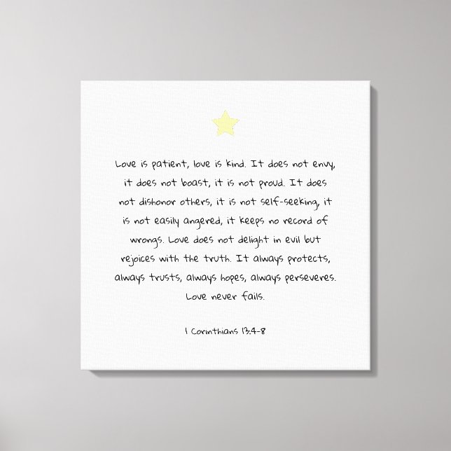 Fin skrift Bible Quote 1 Corinthians 13:4 Canvastryck (Framsida)