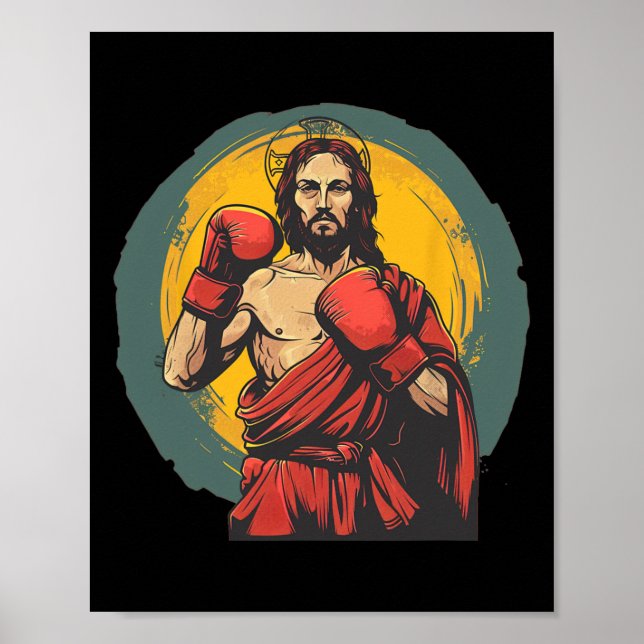 Fin Slående Jesus kostym för boxer och boxing R Poster (Framsidan)