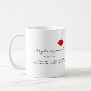 fin smink-makeup-artist röd läppar vit kaffemugg