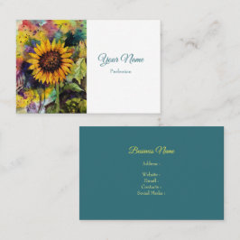 Fin solros i vattenfärg visitkort