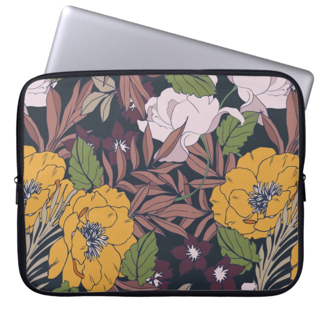 Fin, sömlös bakgrund för blommönstret. laptop fodral (Framsidan)
