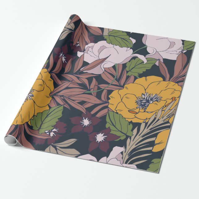 Fin, sömlös bakgrund för blommönstret. presentpapper (Utrullad)