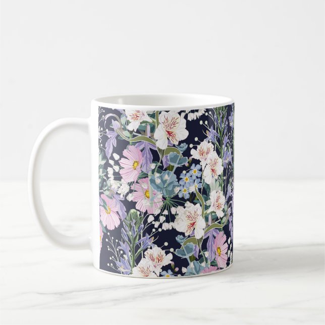 Fin sömlös vår mönster med vild blomma kaffemugg (Vänster)