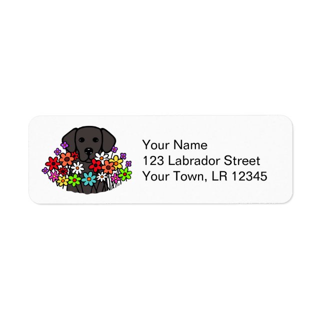 Fin Soul Black Labrador Illustration Returadress Etikett (Framsidan)