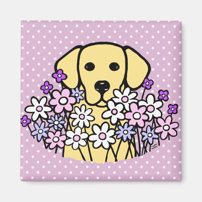 Fin Soul Gult Labrador Illustration Magnet (Framsidan)