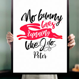 Fin Springa-motivation med Red Bunny Typography Poster