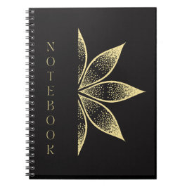 Fin svart bärbar dator med Cute Golden Design Anteckningsbok