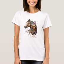 Fin t-shirt med bay häst och namn