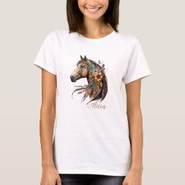 Fin t-shirt med bay häst och namn