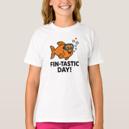 Fin-Tastic Day Cute Orange Fish Design T Shirt