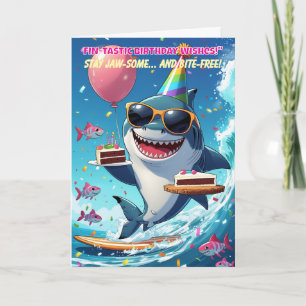 FIN-tastic Funny Shark Birthday Hälsning Kort