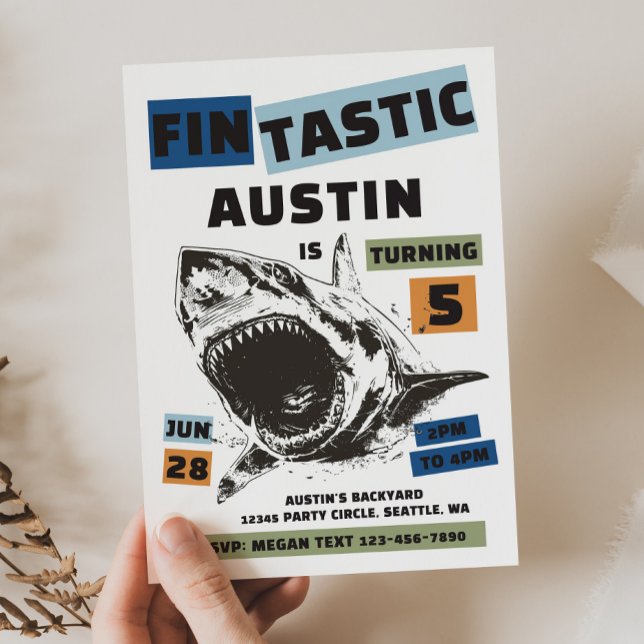 Fin-Tastic Shark Birthday Invitation Inbjudningar (Skapare uppladdad)