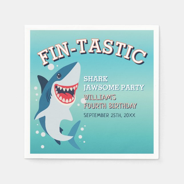 Fin-tastic Shark Birthday Jawsome Birthday Pappersservett (Framsidan)