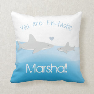 Fin-tastic Shark Parent och Kid Dekorativ kudde