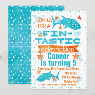 Fin-tastic Whale Shark Birthday-inbjudan Inbjudningar