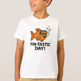 Fin-Tastisk Dag Söt Orange Fisk Design T Shirt