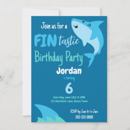 Fin-tastisk Födelsedagsfest av hajbarn under havet Inbjudningar