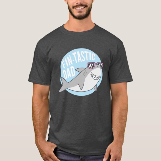 Fin-tastisk Pappahaj Puns Rollig T-Shirt (Framsida)