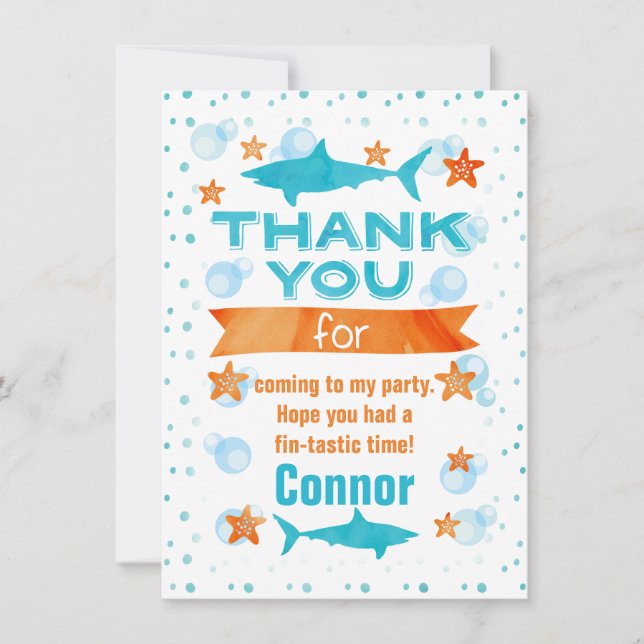 Fin-tastisk Shark Birthday - tackkort Tack Kort (Framsida)