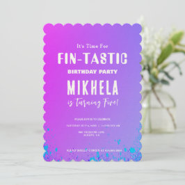 Fin-tastisk Sjöjungfru, tema Bakgrundsfödelsedag Inbjudningar