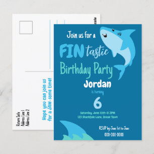 Fin-tastiskt haj-födelsedagsfirande för barn under vykort