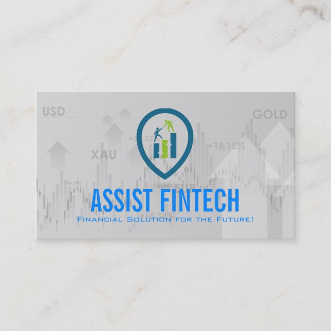 Fin Tech Dokumentlogotyp | Finansdiagram Visitkort (Framsida)
