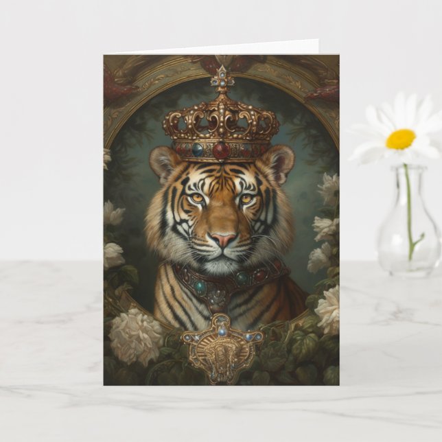 Fin tiger i ett Krona-tillfällen Kort (Liten växt)