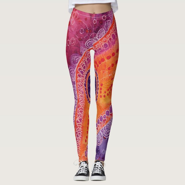 Fin traditionell Abstrakt Art Leggings (Framsida)