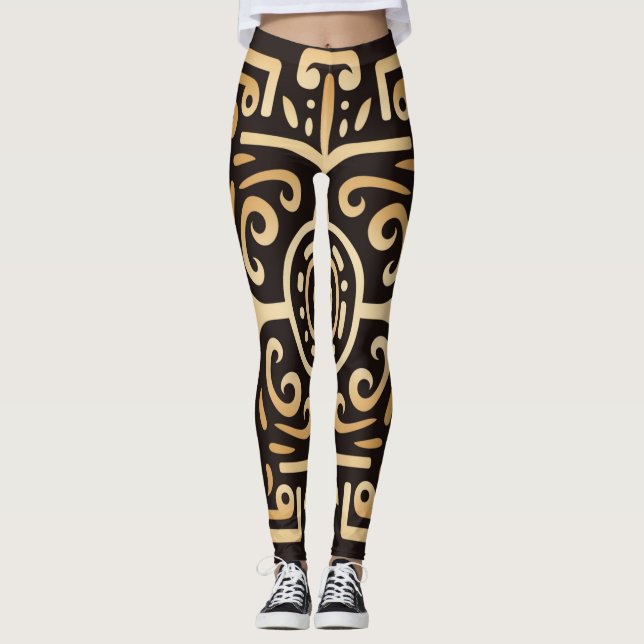 Fin traditionell Abstrakt Art Leggings (Framsida)