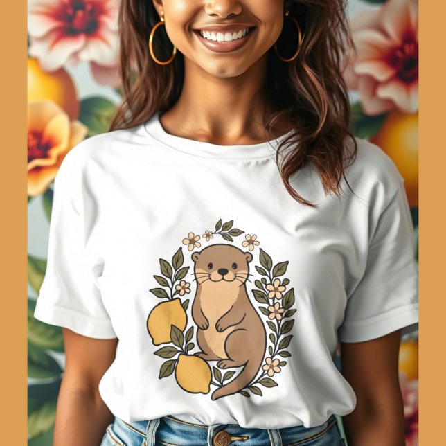 fin tut med citroner och blommor botaniska t shirt (Skapare uppladdad)