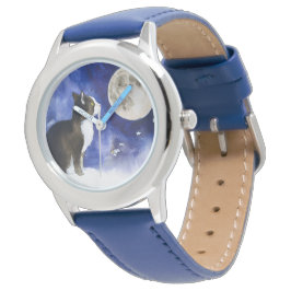 Fin Tuxedo-katt och Full Moon Watch och Full Moon  Armbandsur