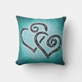 Fin, två Heart Blue Pillow Utomhuskudde