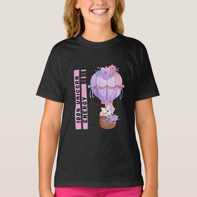 Fin unicorn med regnbåge färg t shirt (Framsida)