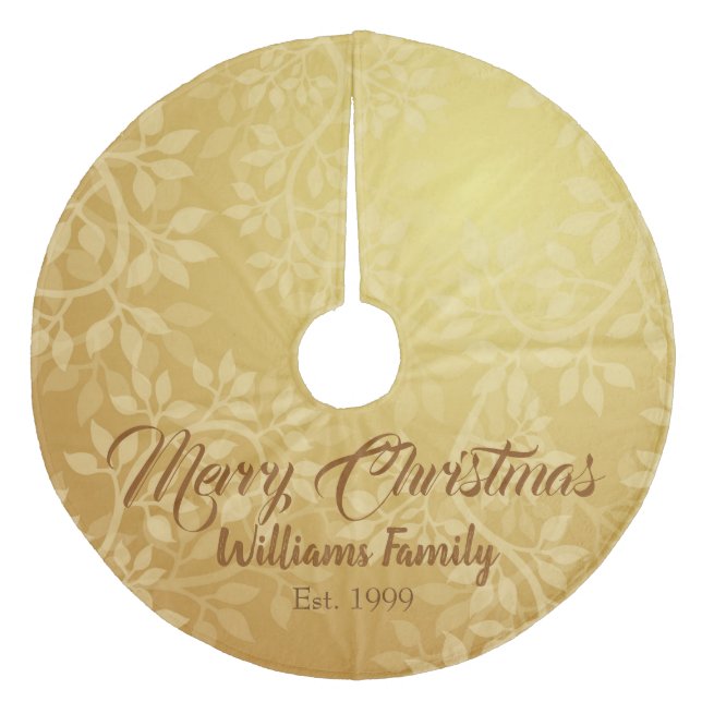 Fin utformning av Löv-vinet i Guld Julgransmatta Fleece (Framsidan)