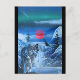 Fin varg i solnedgången vykort