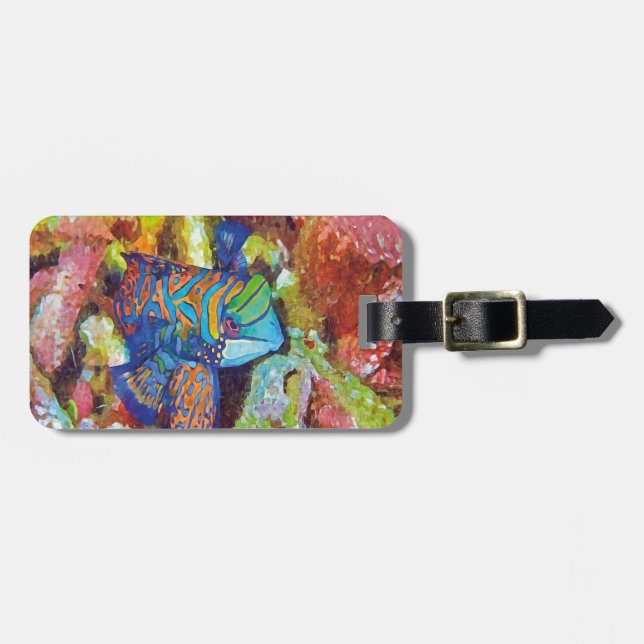 Fin vattenfärg Mandarinfish design Bagagebricka (Horisontell Framsida)