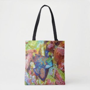 Fin vattenfärg Mandarinfish design Tygkasse