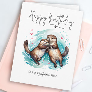 Fin vattenfärg Signifiant Otter Punny Birthday Kort