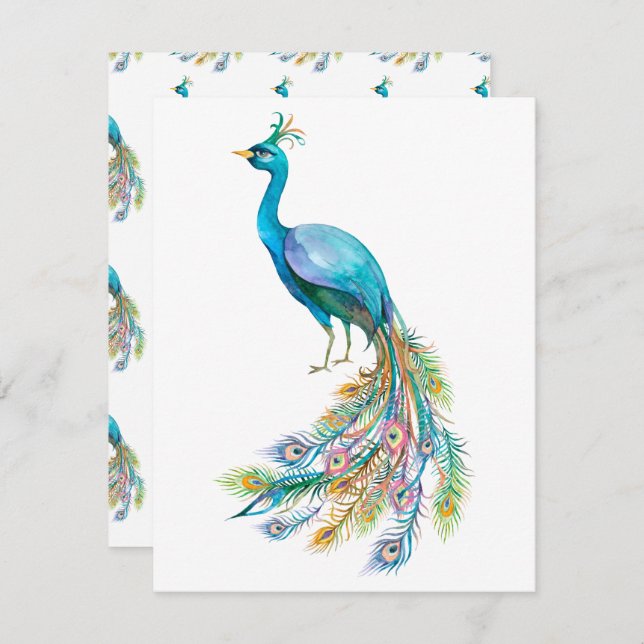 Fin vattenfärgsblå fredsillustration anteckningskort (Fram/baksida)