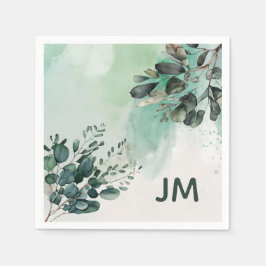 Fin vattenfärgsdesign för löv pappersservett