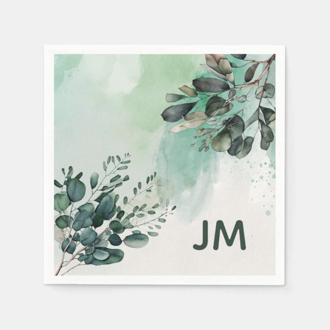 Fin vattenfärgsdesign för löv pappersservett (Framsidan)