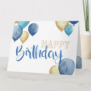 Fin vattenfärgsdesign Grattis på födelsedagen Kort