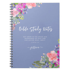 Fin vattenfärgsstudie Blommigt Bible Study Noteboo Anteckningsbok